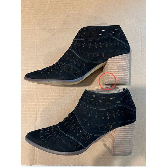 Steve Madden Jarlyn Cutout Suede Leather Booties Womens 9.5M Block Heel Black - Picture 2 of 9